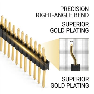 Connecteur mâle à broches coudé double rangée, pas de 2,54 mm, 90 degrés, PCB, 80 broches, traversant