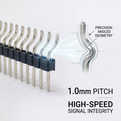 Connecteur mâle à broches coudé double rangée, pas de 2,54 mm, 90 degrés, PCB, 80 broches, traversant