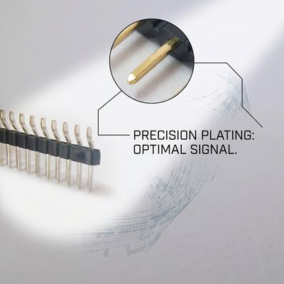 Connecteur de tête de broche mâle en rangée droite unique de 2,54 mm à travers le trou de la bande de montage de PCB à 40 broches