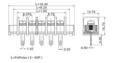22-12AWG Connecteur de bloc terminal à vis de fil 1*08P