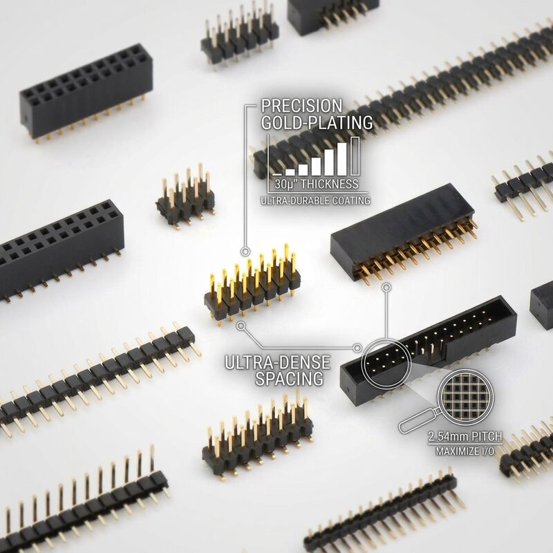 Connecteur mâle à embase à double rangée empilable surélevée, pas de 2,54 mm, hauteur étendue, entretoise de carte PCB