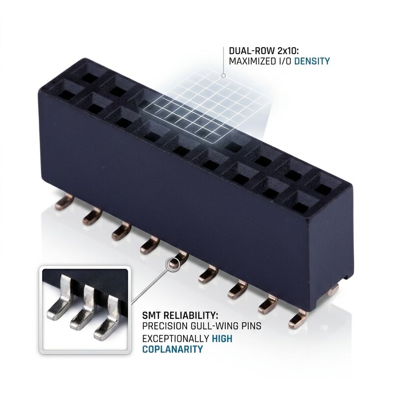 Connecteur femelle double rangée 2,54 mm grade automobile Flash Or PA9T Haute Vibration PCB Traversant IP67