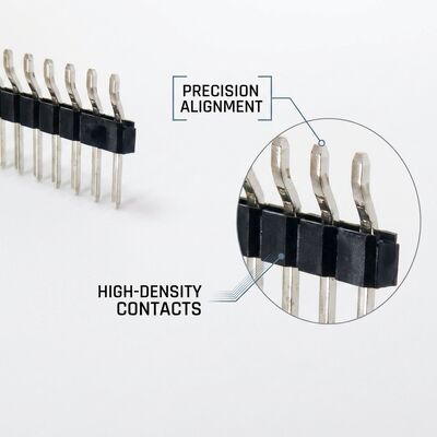 Connecteur d'en-tête mâle ronde 2.54mm Pitch Precision Contacts usinés PCB à double rangée