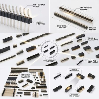 Connecteur de tête de broche mâle à angle droit à rangée unique de 2,54 mm de hauteur de 90 degrés
