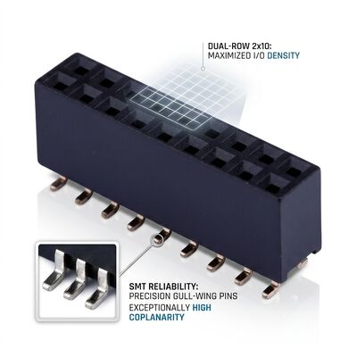 Connecteur femelle double rangée 2,54 mm grade automobile Flash Or PA9T Haute Vibration PCB Traversant IP67