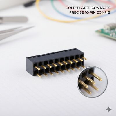 Hauteur élevée 8,5 mm 2,54 mm hauteur de l'enroulement double rangée tête féminine prise d'or flash PA6T à travers le trou connecteur permanent