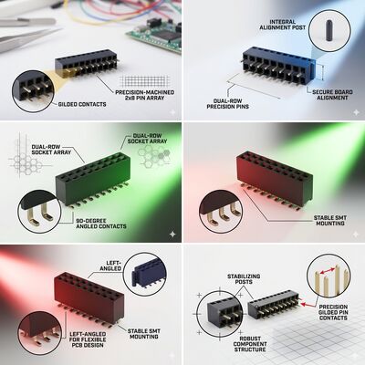 Connecteur femelle à double rangée PA9T haute température, pas de 2,0 mm, placage or, 04P-60P, connecteur femelle pour PCB